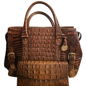 Elegant Brown Crocodile Pattern Handbag
